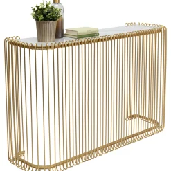 KARE Design Console Wire Verre Marbre Dore 142X89Cm