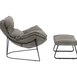 KARE Design Fauteuil Avec Repose-Pied Snuggle Gris (2/Parts)