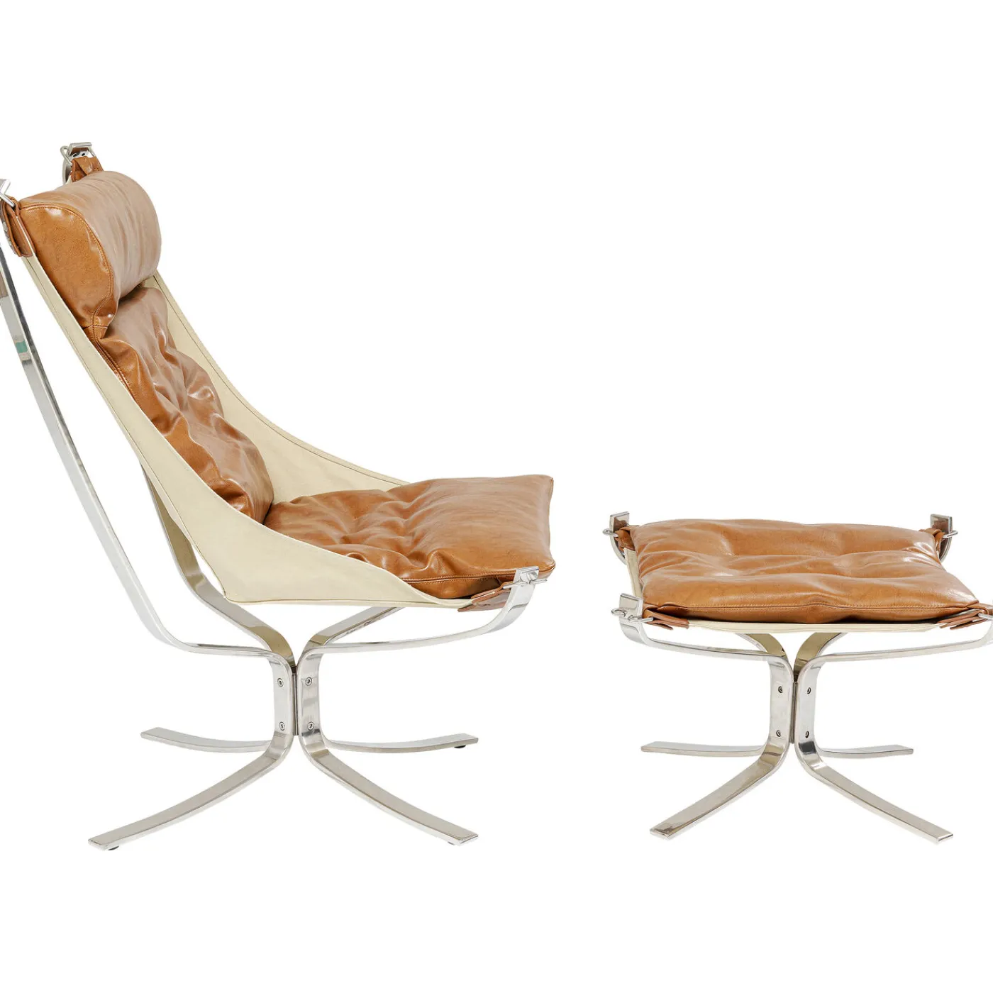 KARE Design Fauteuil Avec Tabouret Washington Marron