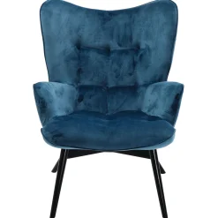 KARE Design Fauteuil Black Vicky Velours Petrole
