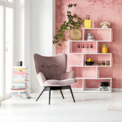KARE Design Fauteuil Black Vicky Velours Rose