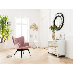 KARE Design Fauteuil Black Vicky Velours Rose
