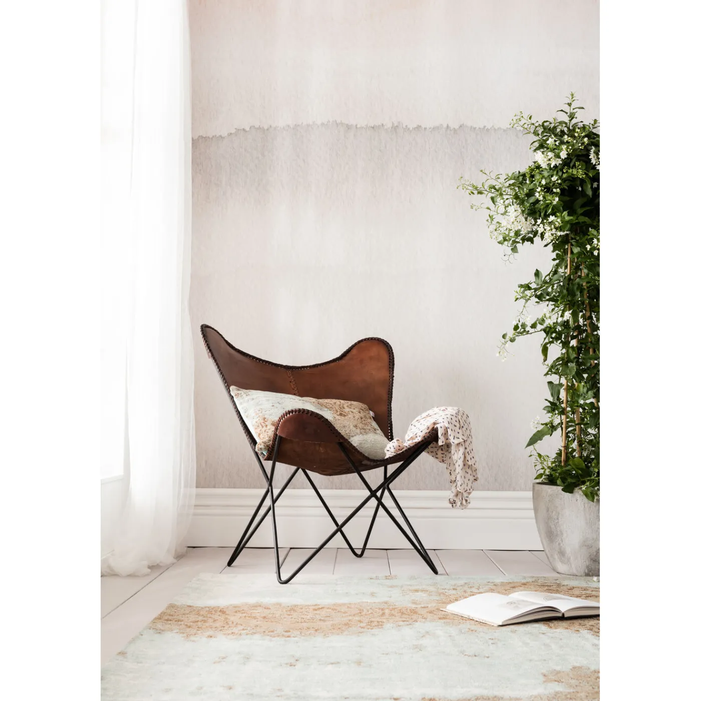 KARE Design Fauteuil Butterfly Marron Eco.