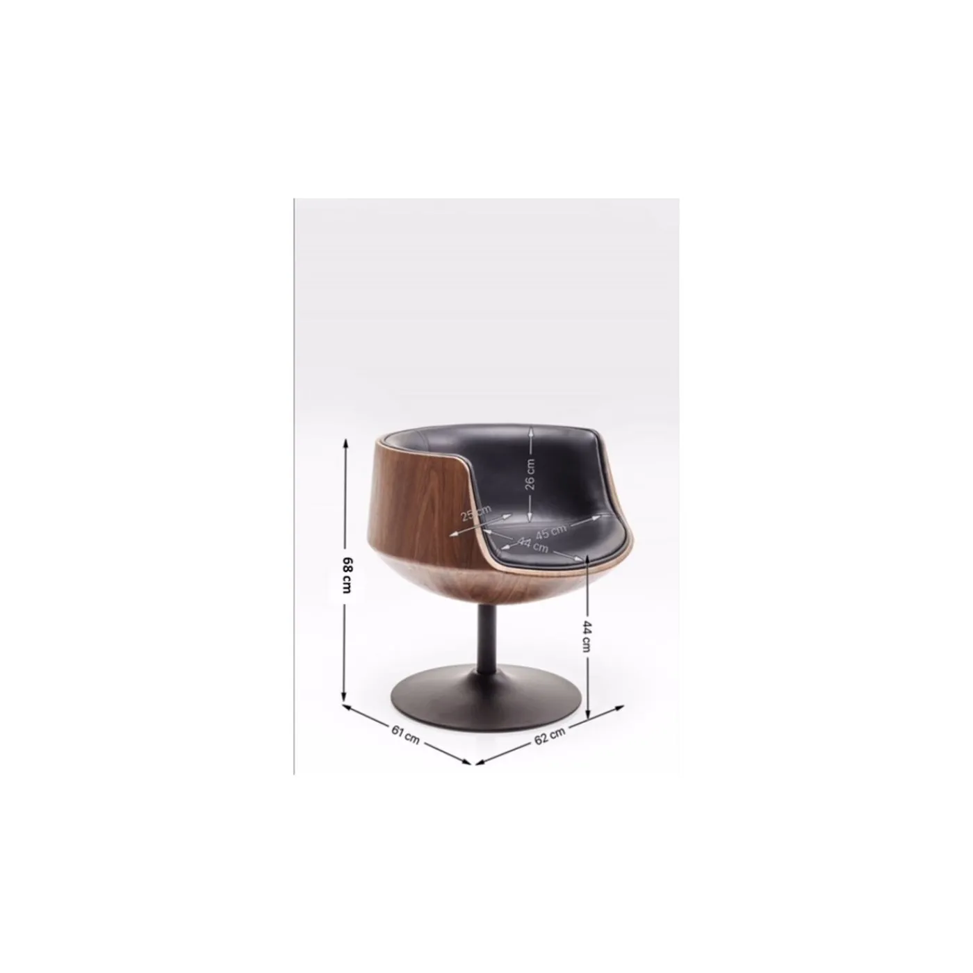 KARE Design Fauteuil Pivotant Club Noyer