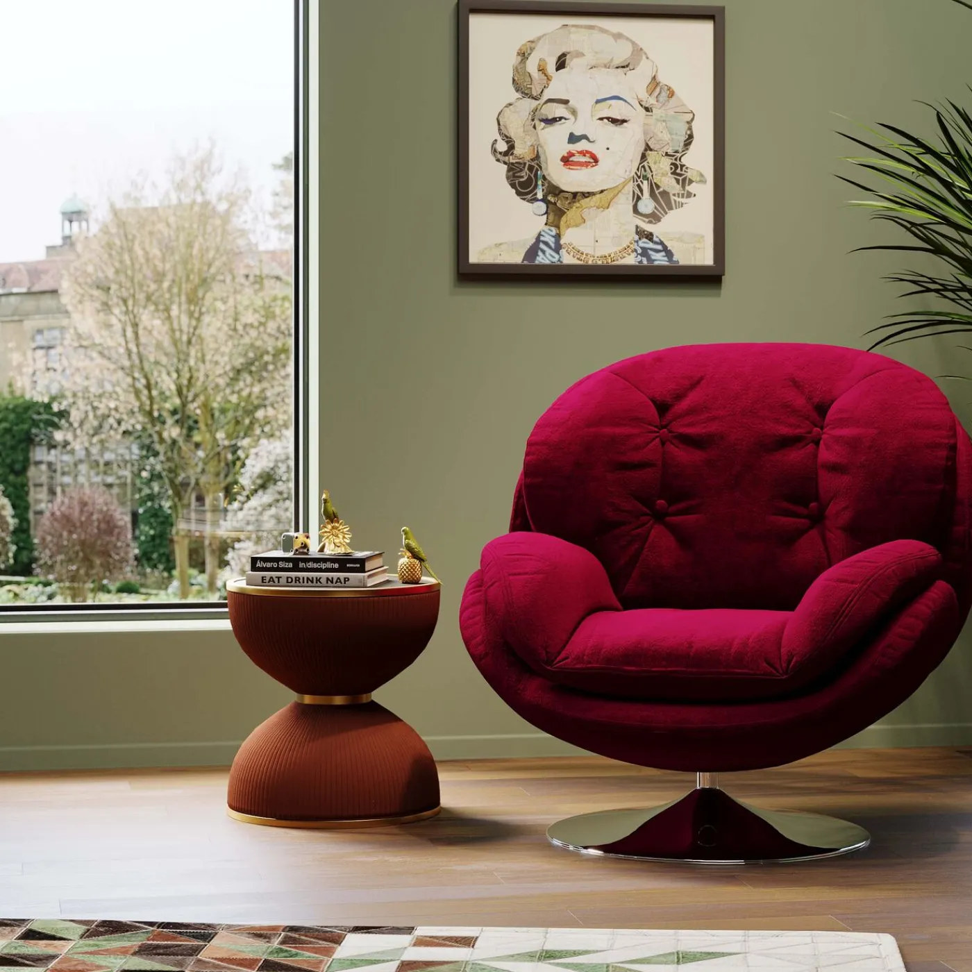 KARE Design Fauteuil Pivotant Cosy Berry
