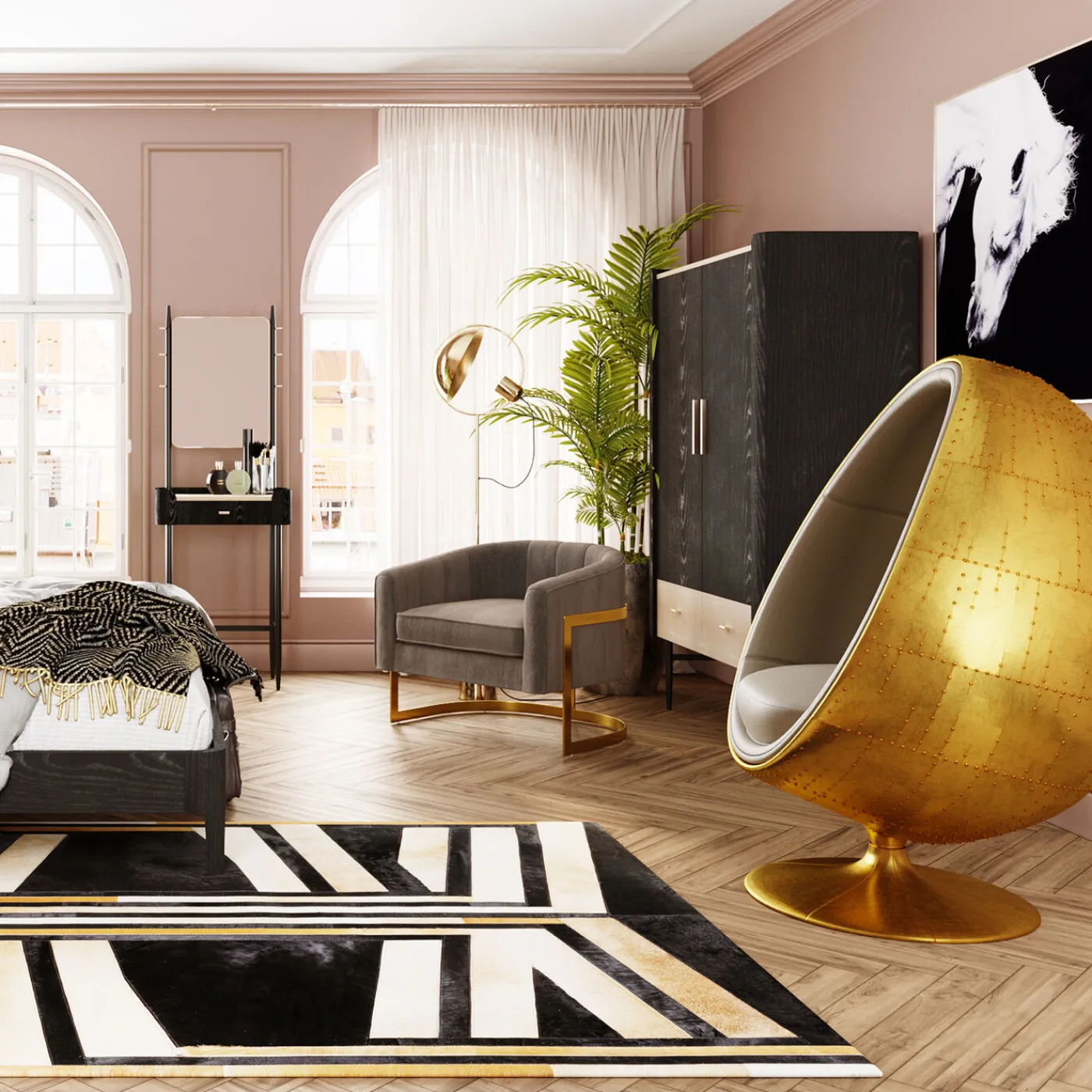 KARE Design Fauteuil Pivotant Eye Ball Laiton