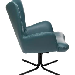 KARE Design Fauteuil Pivotant Oscar Cuir Bleu