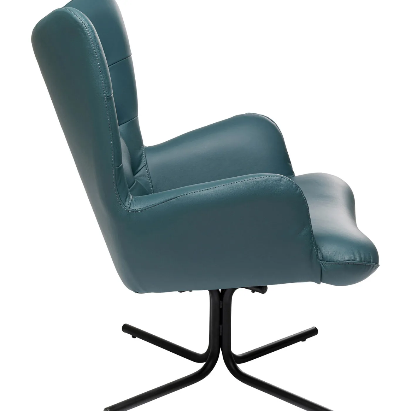 KARE Design Fauteuil Pivotant Oscar Cuir Bleu