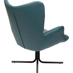 KARE Design Fauteuil Pivotant Oscar Cuir Bleu