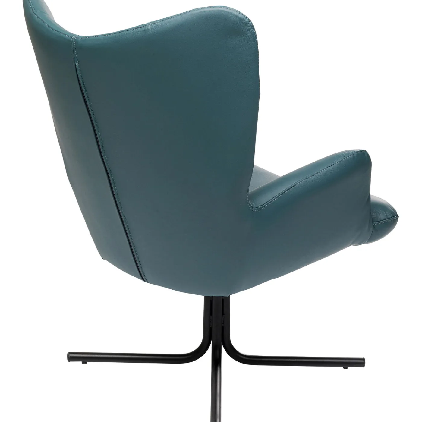 KARE Design Fauteuil Pivotant Oscar Cuir Bleu