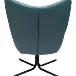 KARE Design Fauteuil Pivotant Oscar Cuir Bleu