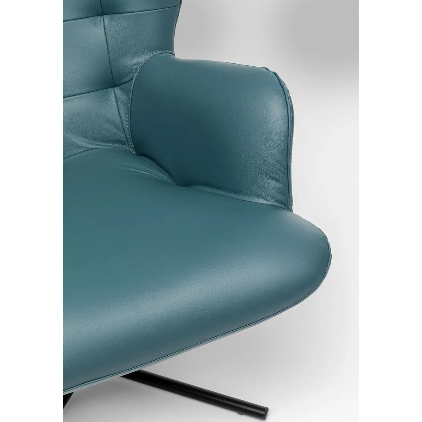 KARE Design Fauteuil Pivotant Oscar Cuir Bleu