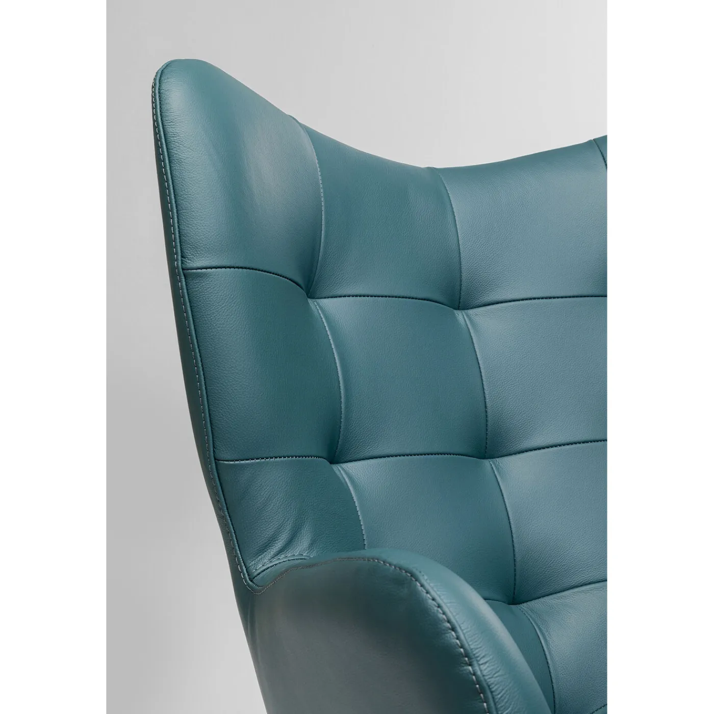 KARE Design Fauteuil Pivotant Oscar Cuir Bleu