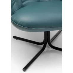 KARE Design Fauteuil Pivotant Oscar Cuir Bleu