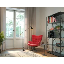 KARE Design Fauteuil Pivotant Oscar Velours Rouge
