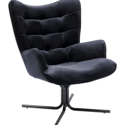 KARE Design Fauteuil Pivotant Oscar Velours Noir