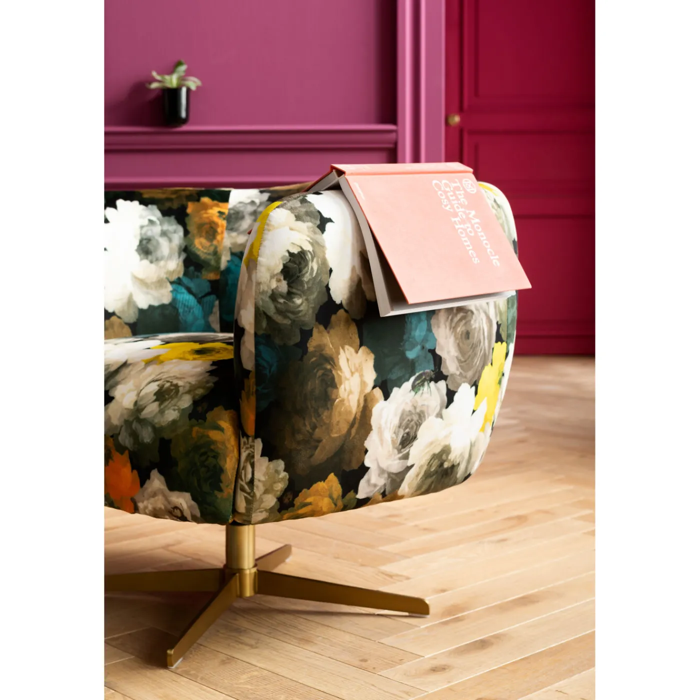 KARE Design Fauteuil Pivotant Peony Flower Jaune