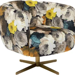 KARE Design Fauteuil Pivotant Peony Flower Jaune