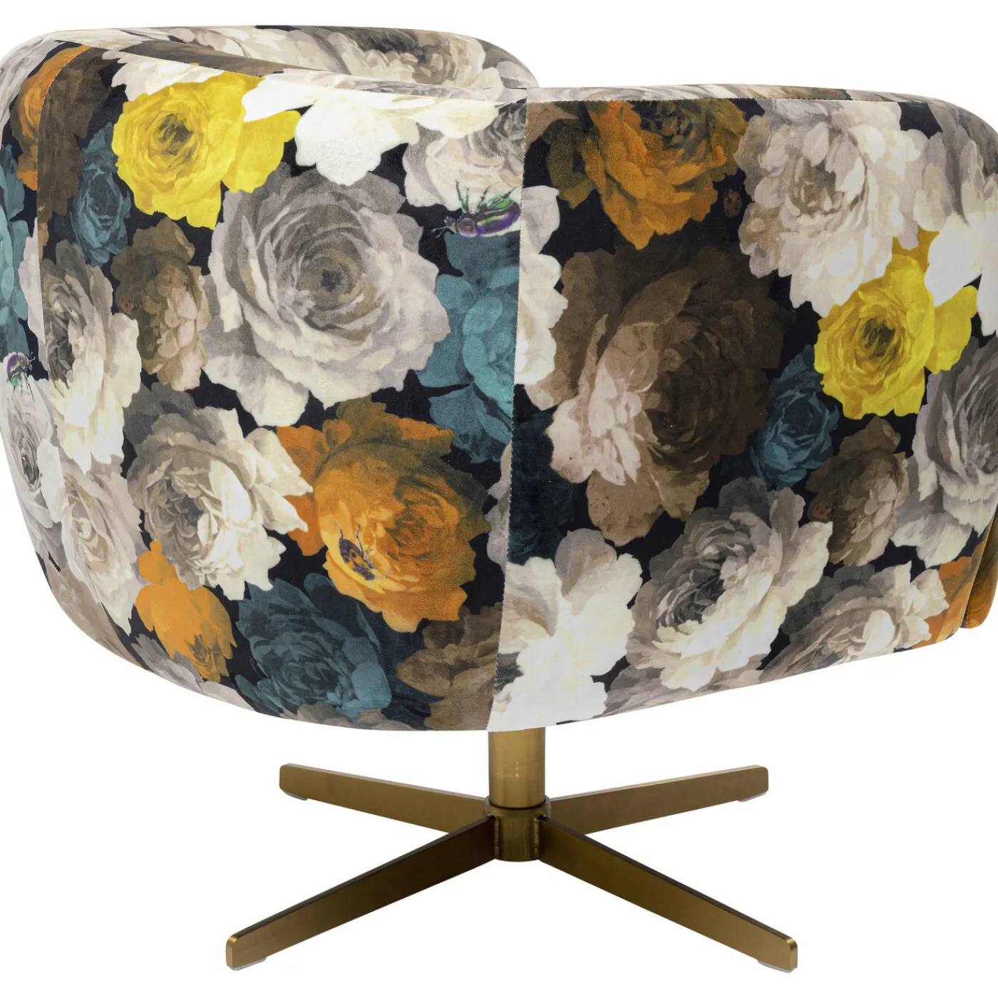 KARE Design Fauteuil Pivotant Peony Flower Jaune