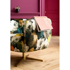 KARE Design Fauteuil Pivotant Peony Flower Jaune