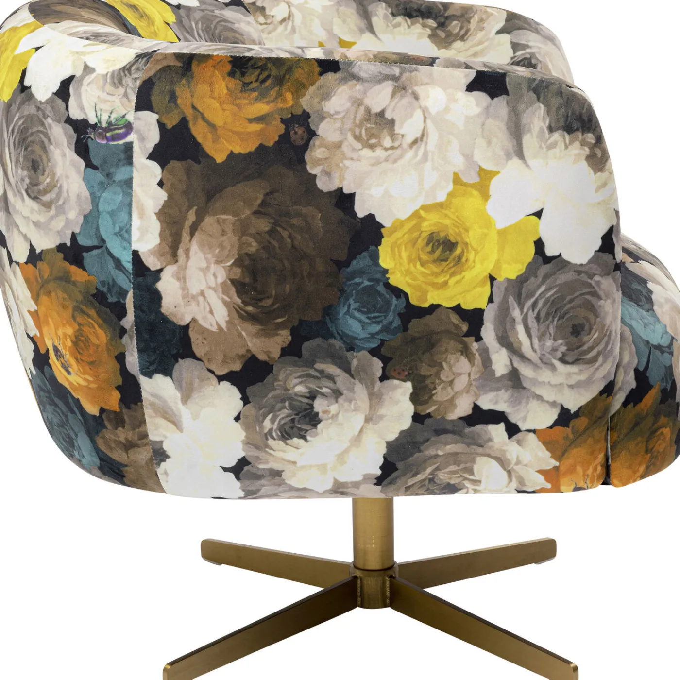 KARE Design Fauteuil Pivotant Peony Flower Jaune