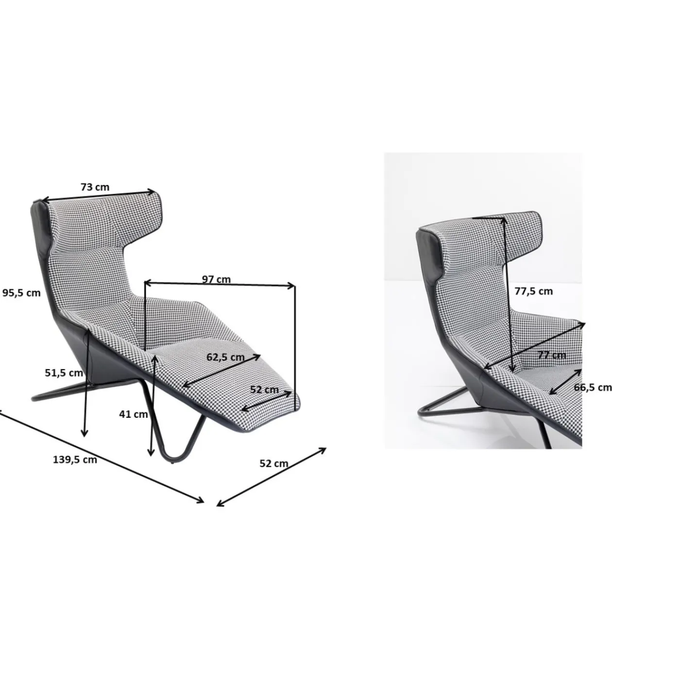 KARE Design Fauteuil Relax Granada Noir-Blanc