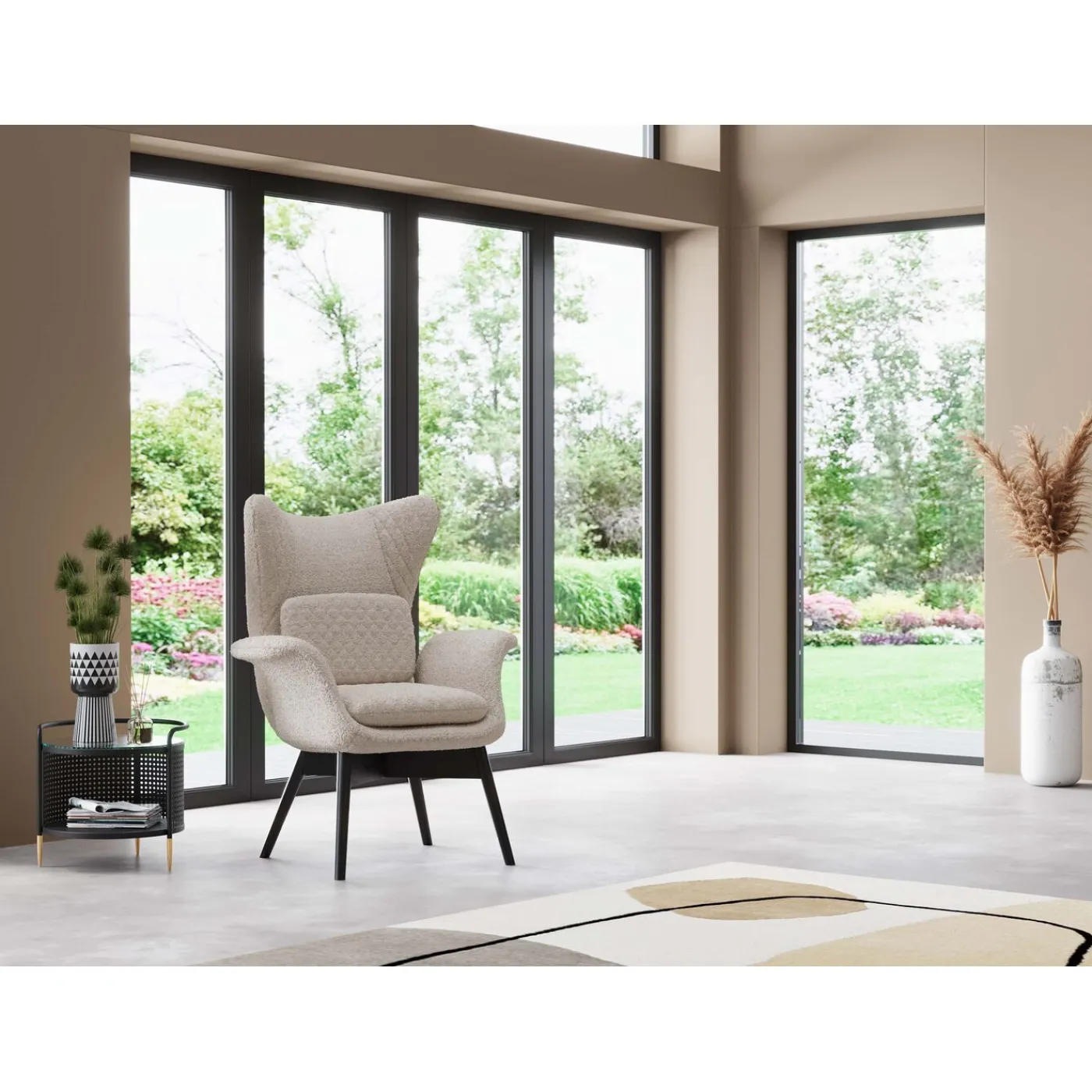 KARE Design Fauteuil Tudor Boucle Creme