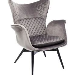KARE Design Fauteuil Tudor Velvet Gris-Argente