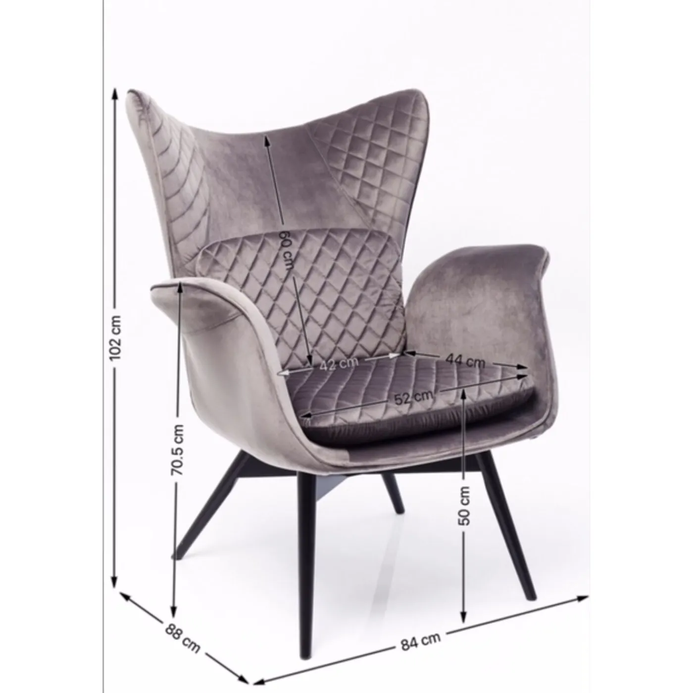 KARE Design Fauteuil Tudor Velvet Gris-Argente