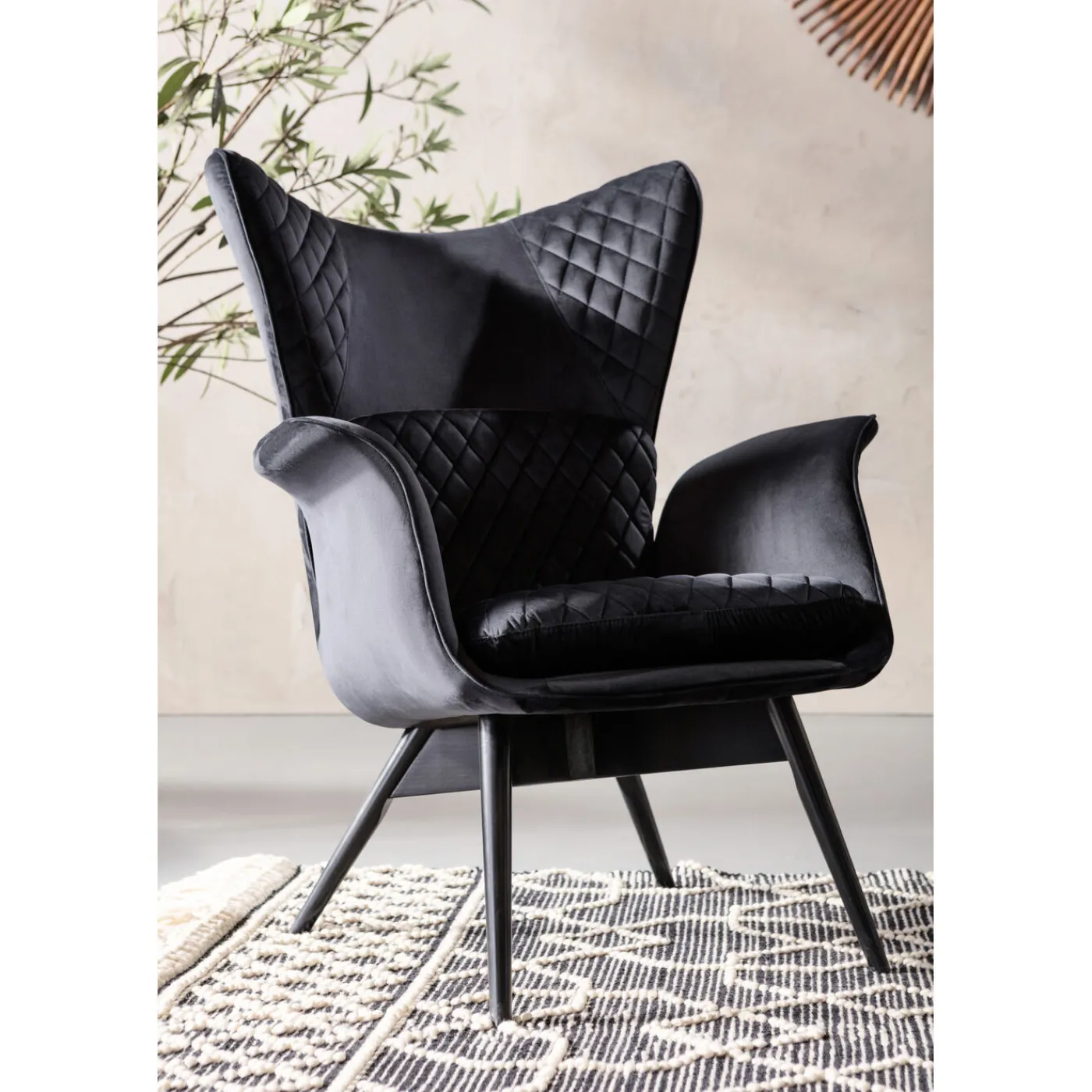 KARE Design Fauteuil Tudor Velvet Noir
