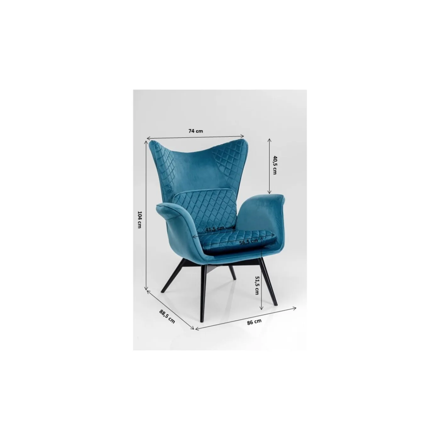 KARE Design Fauteuil Tudor Velvet Petrol