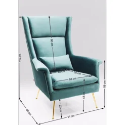KARE Design Fauteuil Vegas Forever Petrole