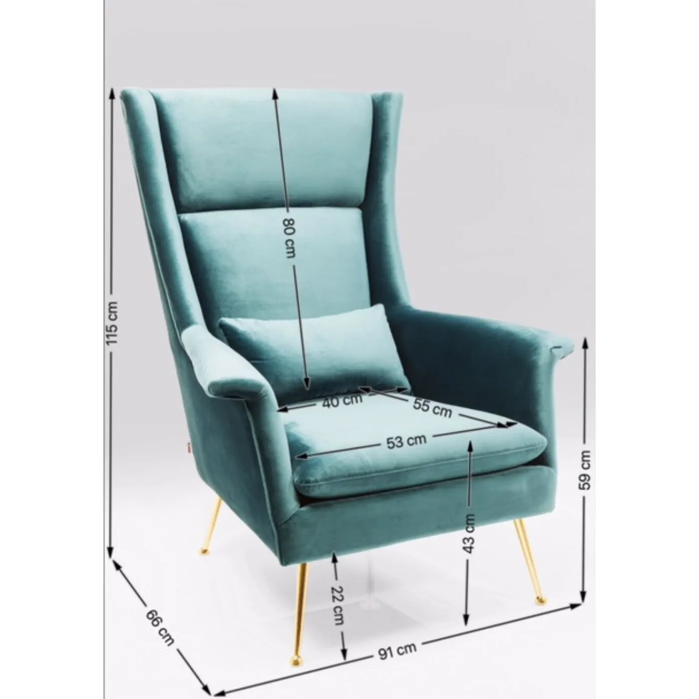 KARE Design Fauteuil Vegas Forever Petrole