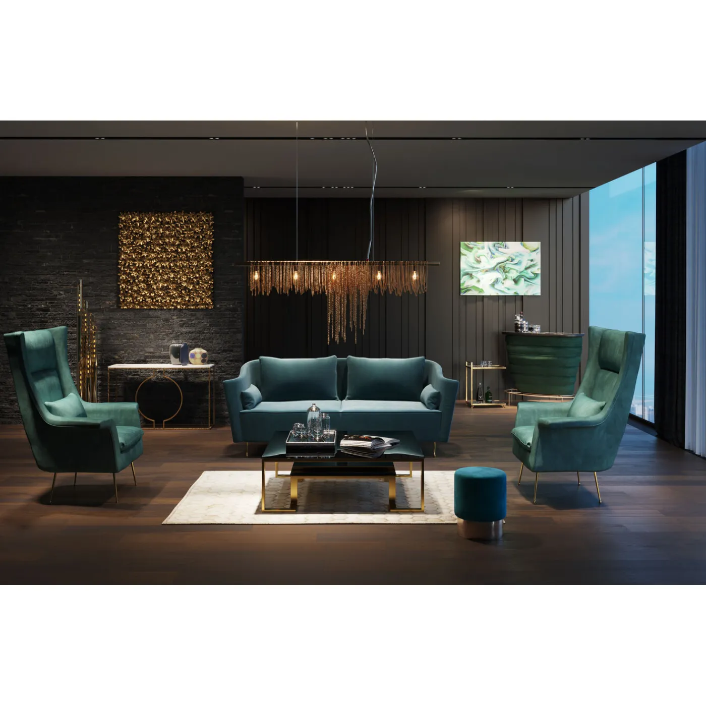 KARE Design Fauteuil Vegas Forever Petrole