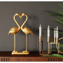 KARE Design Figurine Déco Flamingo Love Dore 63Cm