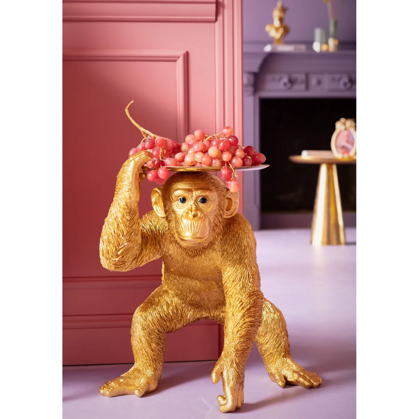 KARE Design Figurine Décorative Butler Playing Chimp Dore 52Cm