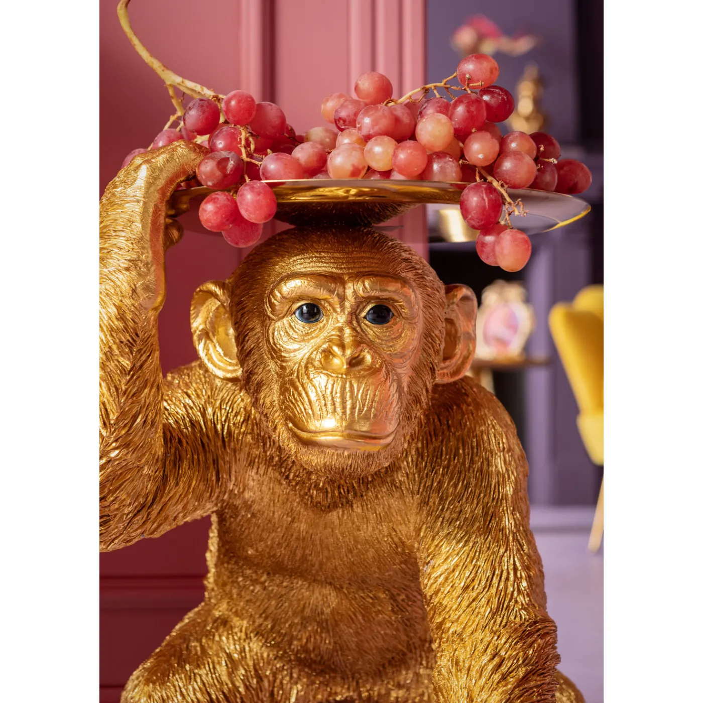 KARE Design Figurine Décorative Butler Playing Chimp Dore 52Cm