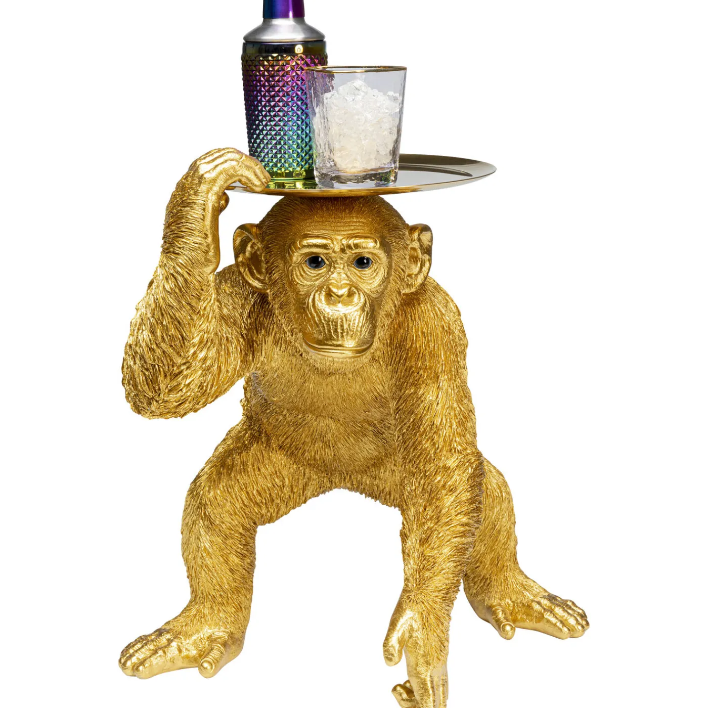 KARE Design Figurine Décorative Butler Playing Chimp Dore 52Cm