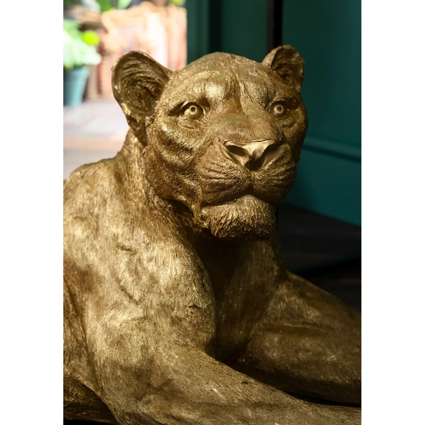 KARE Design Figurine Décorative Lion Dore 113Cm
