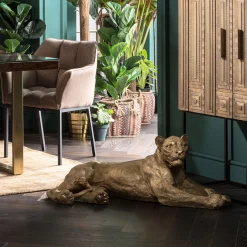 KARE Design Figurine Décorative Lion Dore 113Cm