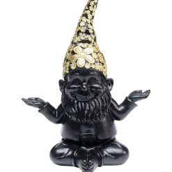 KARE Design Figurine Décorative Nain Meditation Noir-Dore 19Cm