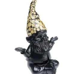 KARE Design Figurine Décorative Nain Meditation Noir-Dore 19Cm