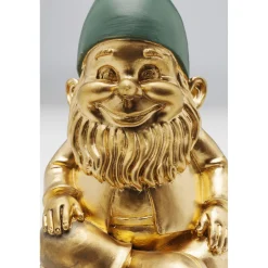 KARE Design Figurine Décorative Zwerg Sitting Dore Vert 19Cm
