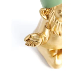KARE Design Figurine Décorative Zwerg Meditation Dore Vert 19C