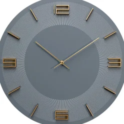 KARE Design Horloge Murale Leonardo Gris/Dore O49Cm