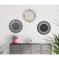 KARE Design Horloge Murale Leonardo Gris/Dore O49Cm
