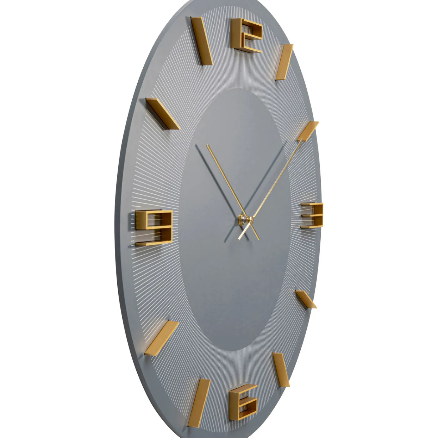 KARE Design Horloge Murale Leonardo Gris/Dore O49Cm