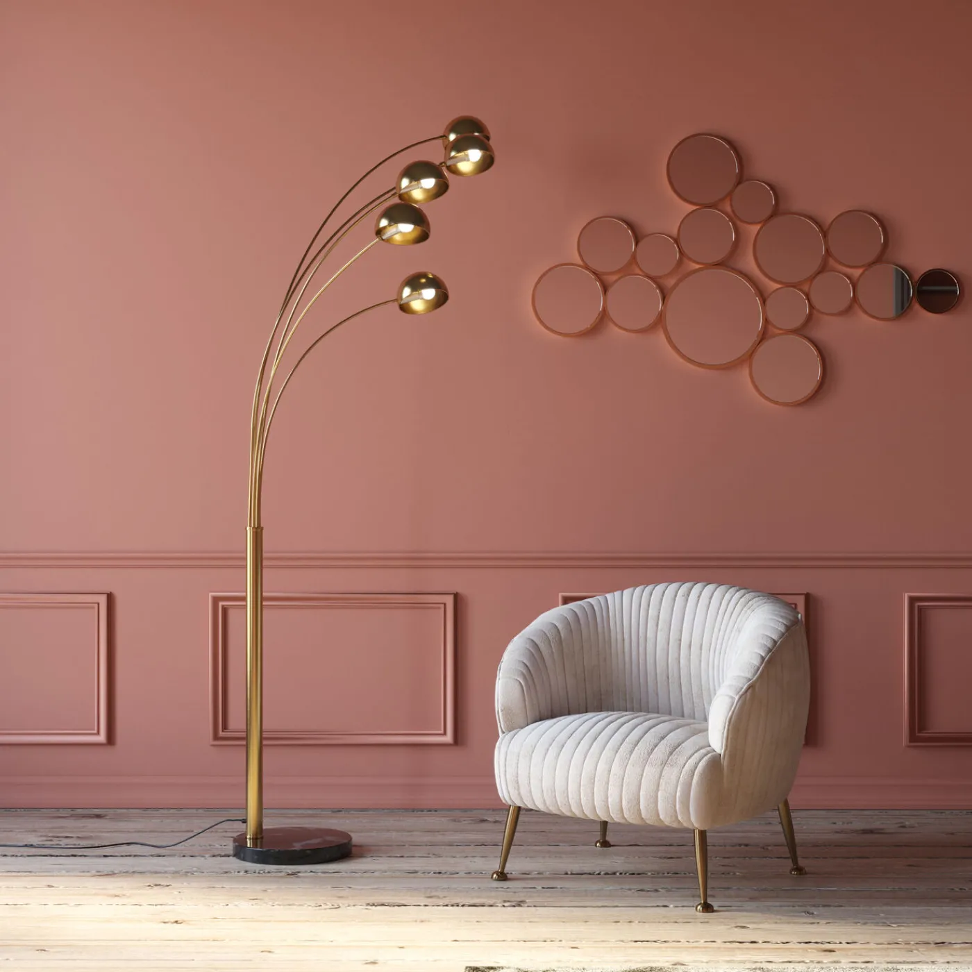 KARE Design Lampadaire Five Fingers Laiton