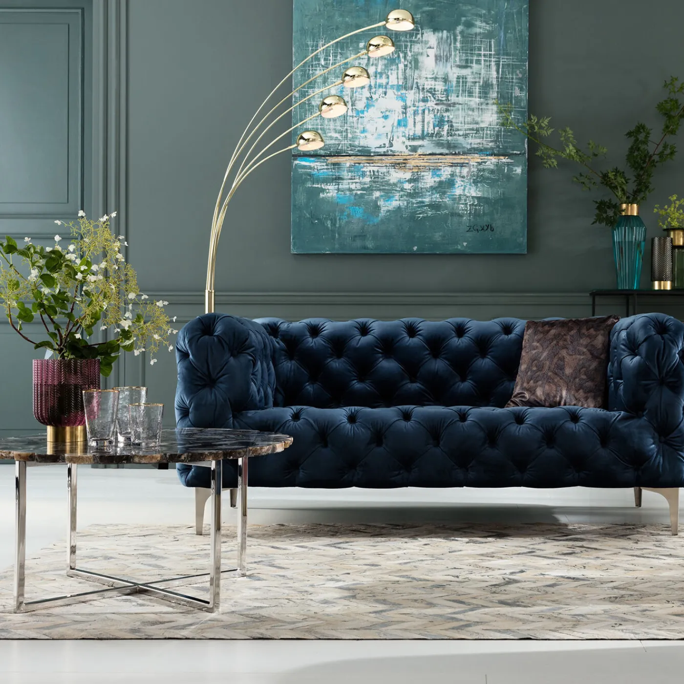 KARE Design Lampadaire Five Fingers Laiton