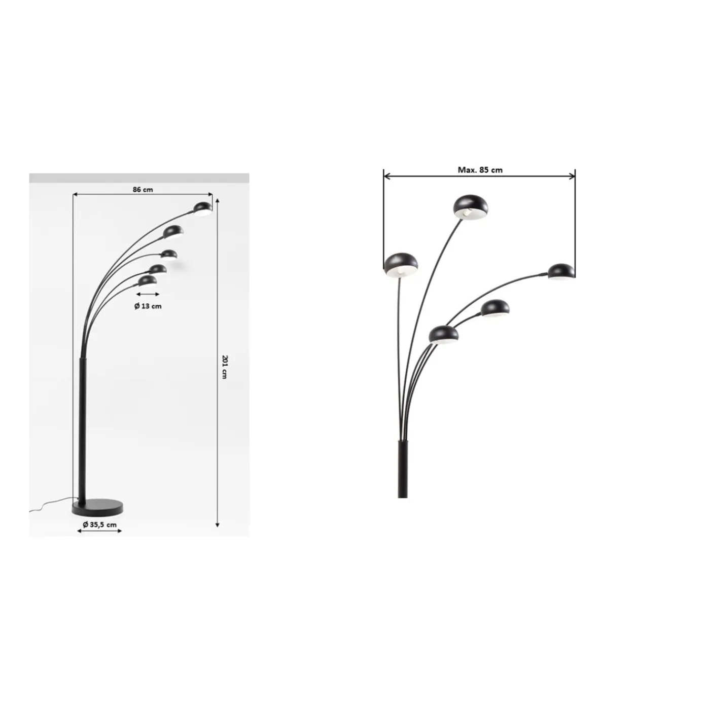 KARE Design Lampadaire Five Fingers Noir Mat